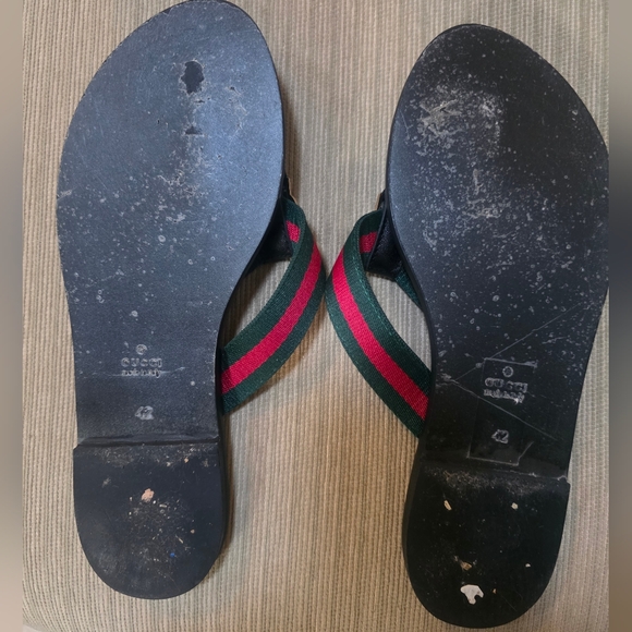 GUCCI CLASSY BLACK FLAT SANDALS WOMEN SIZE 11 - Picture 6 of 7